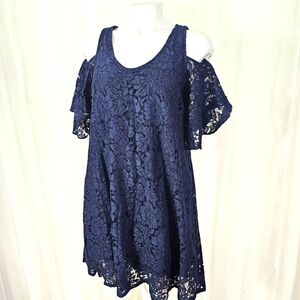 Nanette Lepore navy blue lace cold open shoulder dress size 4